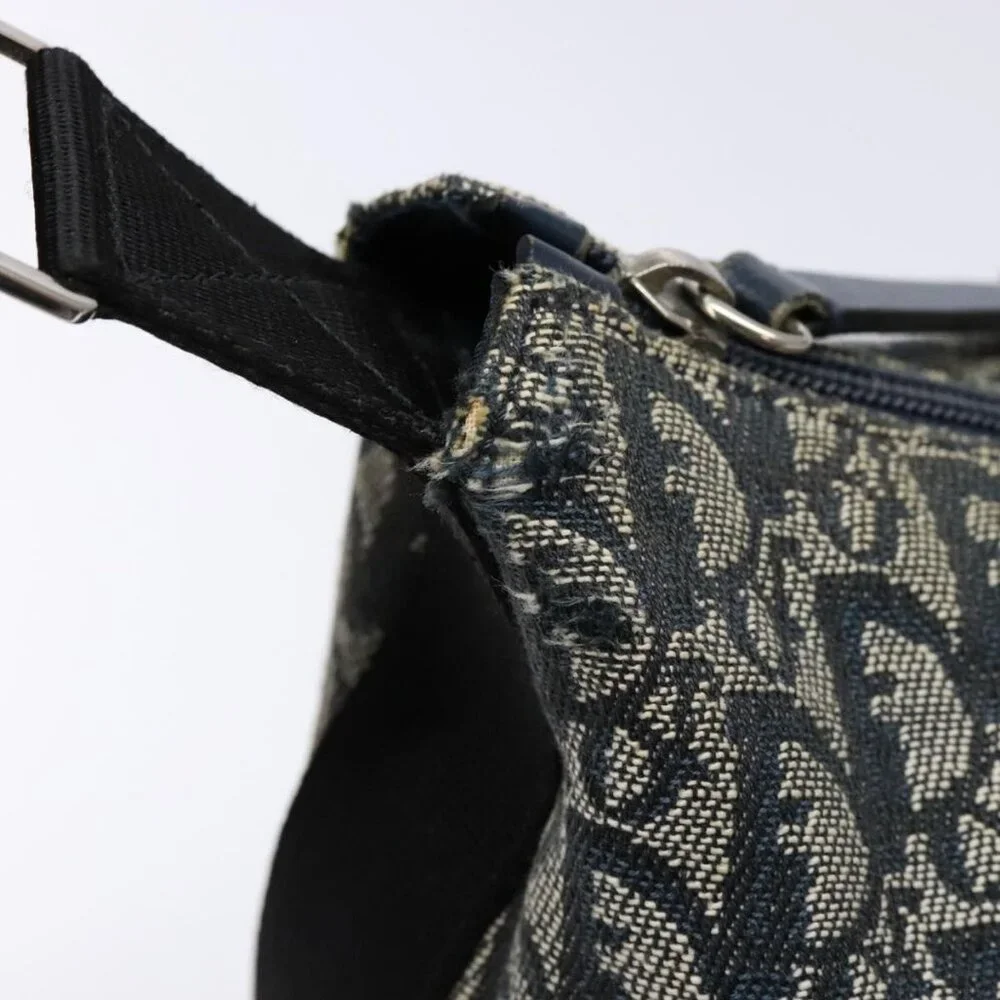 Authentic Christian Dior Trotter Canvas Shoulder Bag Navy Silver - Picture 8 of 16